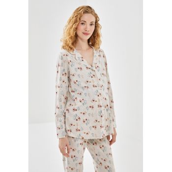 Pijama cu imprimeu Winnie-the-Pooh pentru gravide