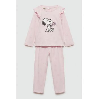 Pijama de bumbac cu imprimeu Snoopy