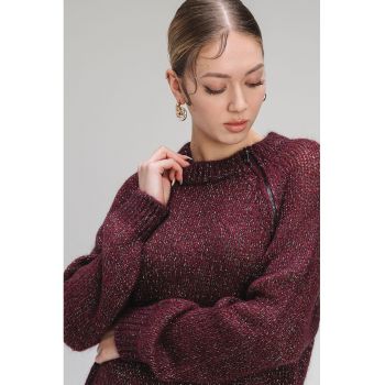 Pulover din amestec de mohair cu maneci raglan Paride