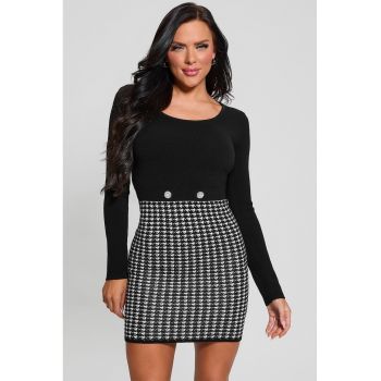 Rochie bodycon cu imprimeu houndstooth Gabriella