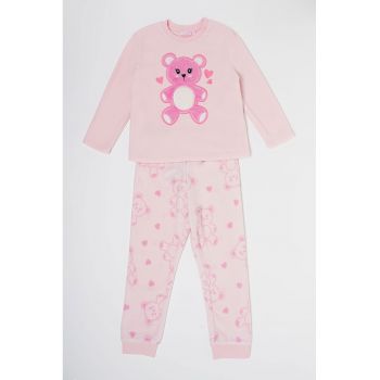 Pijama din fleece cu model