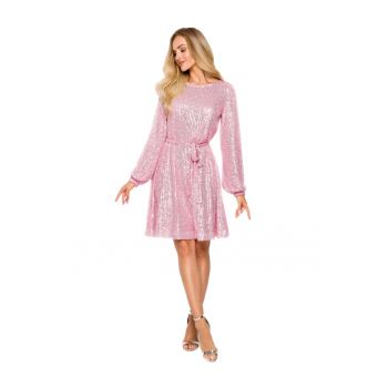 Rochie mini dama - Made of Emotion - Riohn - roz pudra