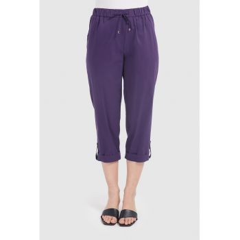 Pantaloni capri cu talie inalta