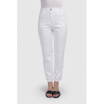 Pantaloni crop cu talie inalta