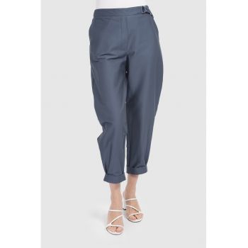 Pantaloni crop cu talie inalta