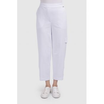 Pantaloni crop cu talie inalta