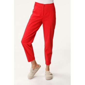 Pantaloni crop cu talie inalta