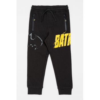 Pantaloni de trening din bumbac cu snur si imprimeu Batman