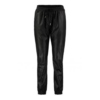 Pantaloni de trening din piele ecologica cu snur de ajustare in talie