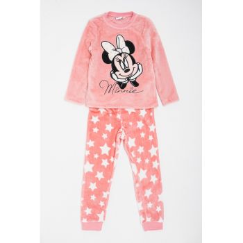 Pijama cu panataloni lungi si imprimeu Minnie Mouse