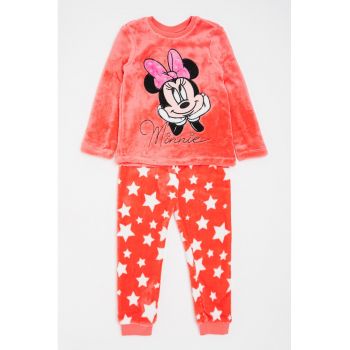 Pijama cu panataloni lungi si imprimeu Minnie Mouse