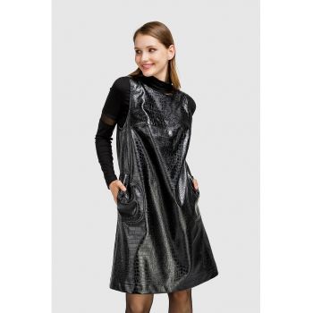 Rochie de piele ecologica cu model piele de crocodil