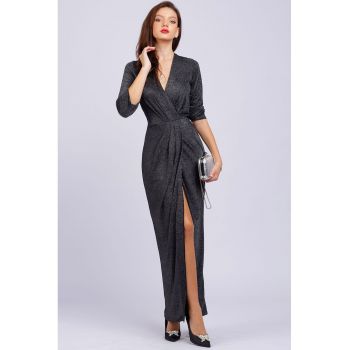 Rochie din lurex cu decolteu in V