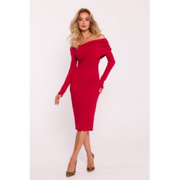 Rochie midi cu decolteu pe un umar -