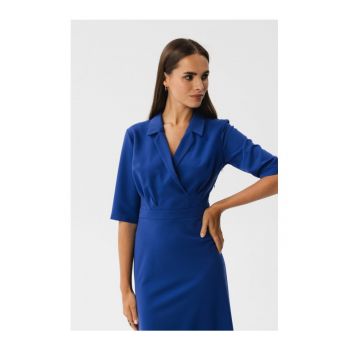 Rochie midi dama - Bohodawc - albastru de floarea de colt