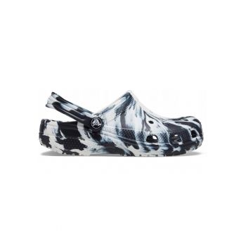 Saboti slingback - Sintetic - Model Marbled - Negru/Alb