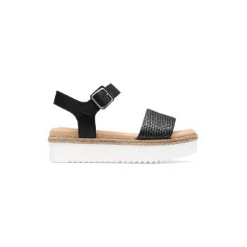 Sandale flatform de piele cu aplicatie de iuta Lana Shore