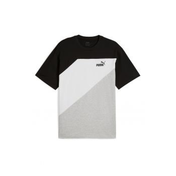 Tricou cu logo discret si model colorblock