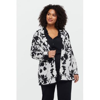 Cardigan din amestec de lana cu model floral