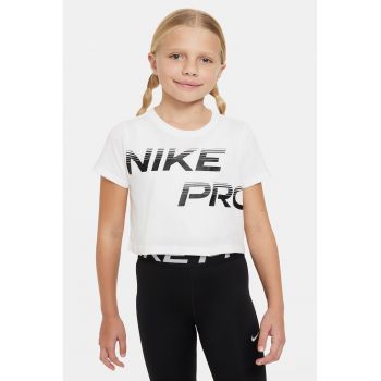 Tricou crop cu imprimeu logo pentru antrenament