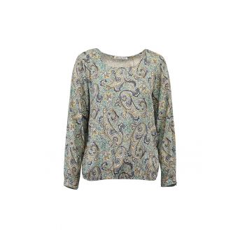 Bluza cu imprimeu paisley si decolteu rotund - Multicolor