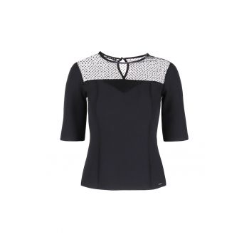 Bluza cu segment transparent - Negru