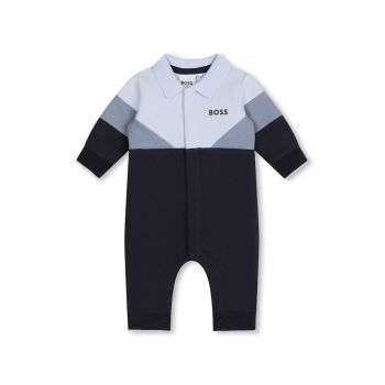 BOSS - Salopeta din bumbac pique cu guler polo Kidswear