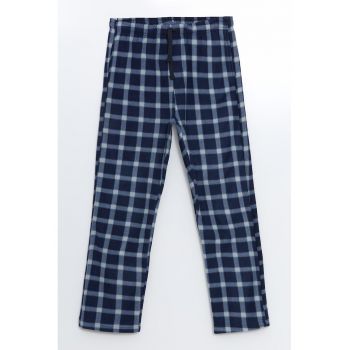 Pantaloni de pijama cu snur de ajustare si model in carouri