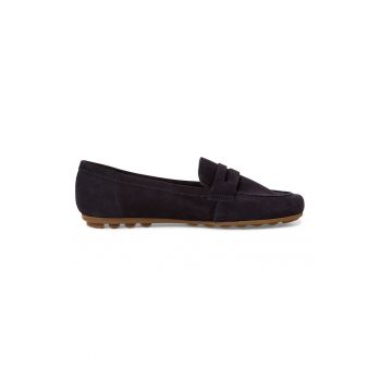 Pantofi loafer din piele intoarsa cu varf rotund