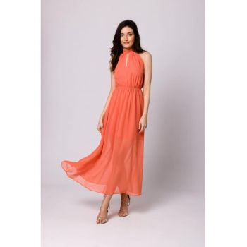 Rochie din sifon cu legaturi in jurul gatului -