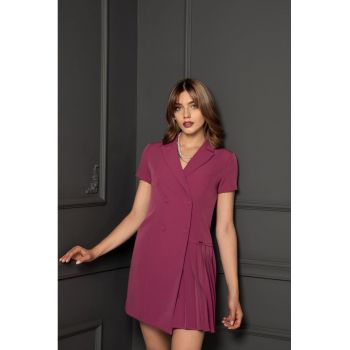 Rochie-sacou cu detalii plisate