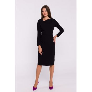 Rochie tip creion cu decolteu asimetric - Negru -