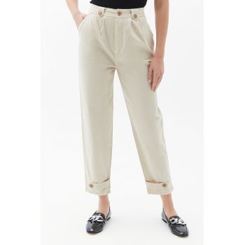 Pantaloni capri regular cu talie inalta