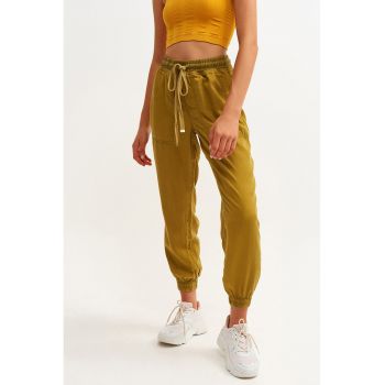 Pantaloni crop cu talie ajustabila