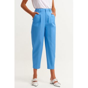 Pantaloni crop cu talie inalta