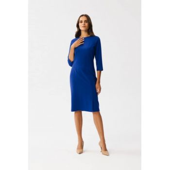 Rochie creion midi cu slit frontal -