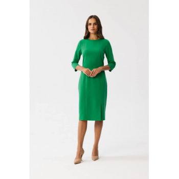 Rochie creion midi cu slit frontal -