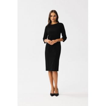 Rochie creion midi cu slit frontal -