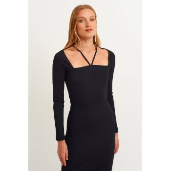 Rochie midi cu maneci lungi