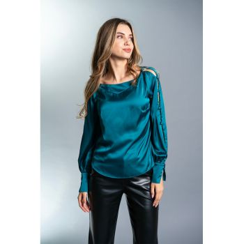 Bluza de satin cu decolteu barcuta Sophia