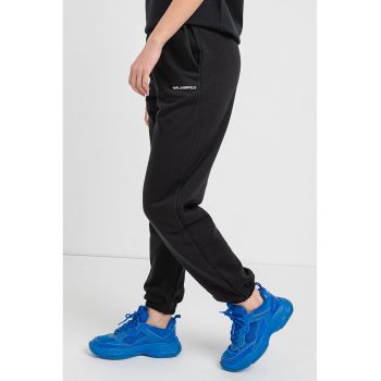 Pantaloni de trening din amestec de bumbac organic cu talie inalta