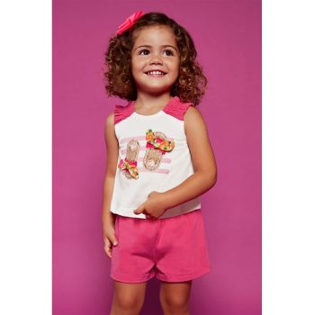 Set de top de bumbac si pantaloni scurti