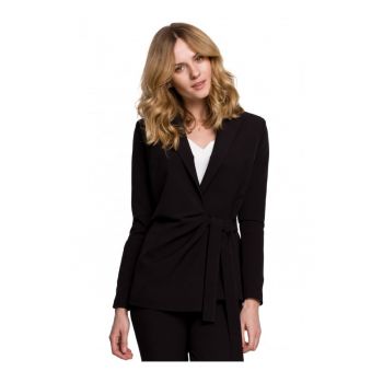 Blazer elegant Cu curea - Poliester - Elastan - Negru