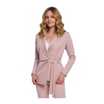 Blazer elegant Cu curea - Poliester - Elastan - Roz