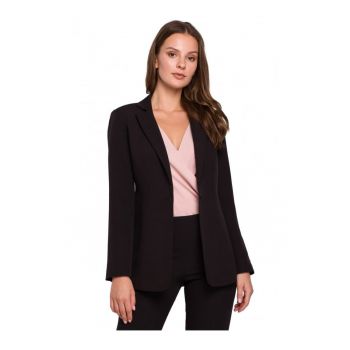 Blazer elegant Makeover - Cu nasture - Poliester - Elastan - Negru