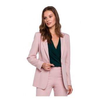 Blazer elegant Makeover - Cu nasture - Poliester - Elastan - Roz