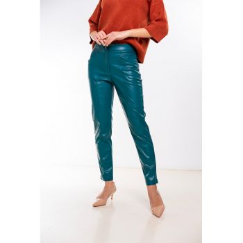 Pantaloni crop de piele ecologica Luciana