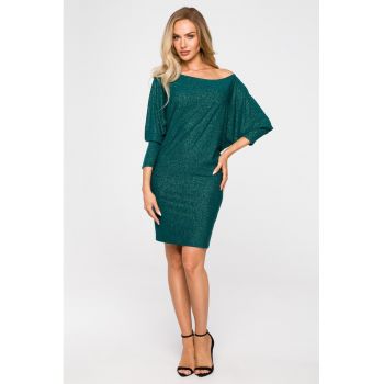 Rochie cu decolteu adanc - smarald - L