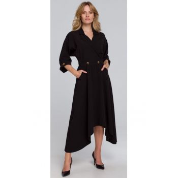 Rochie cu fund asimetric - negru - XXL