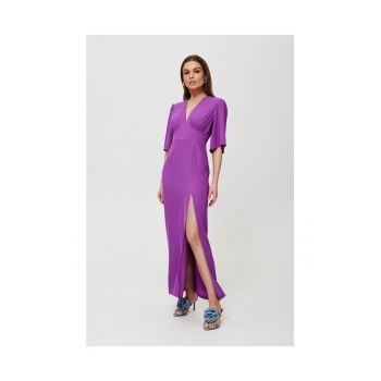 Rochie dama - maxi cu croiala la picior - Poliester - Rosu